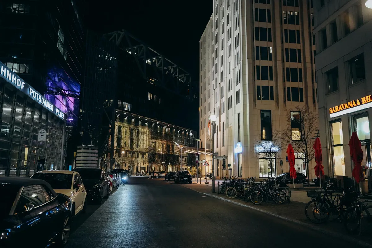 A Berlin neighborhood street scene